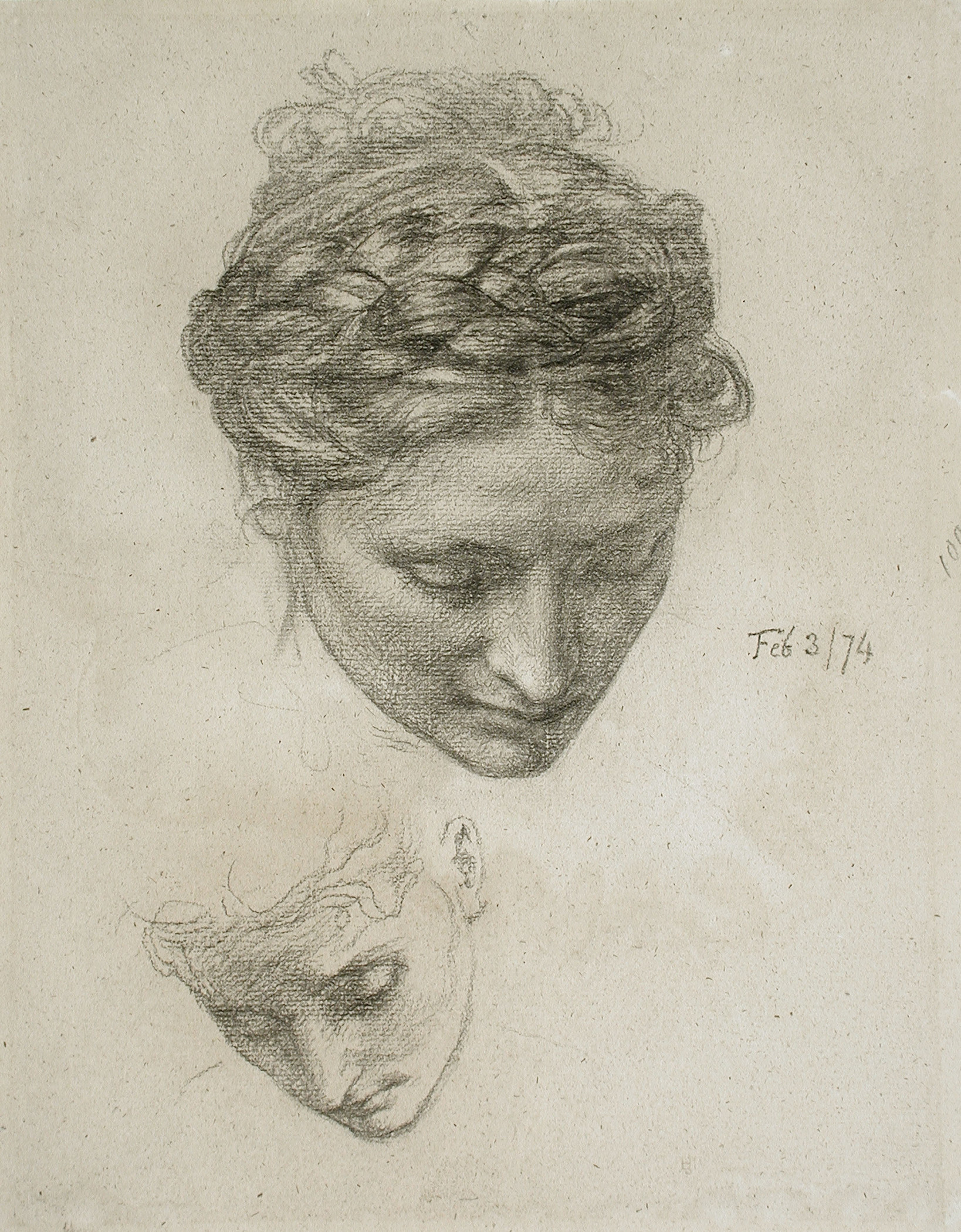 Study of Two Heads Study Drawing